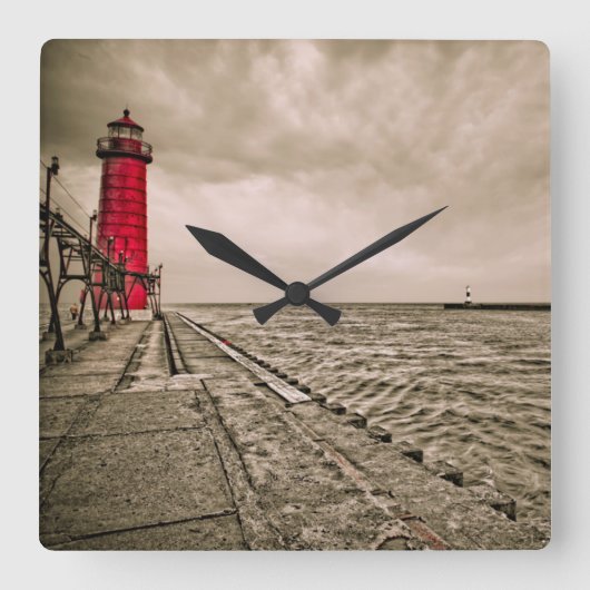 VS, Michigan, Grand Haven vuurtoren Vierkante Klok (Voorkant)