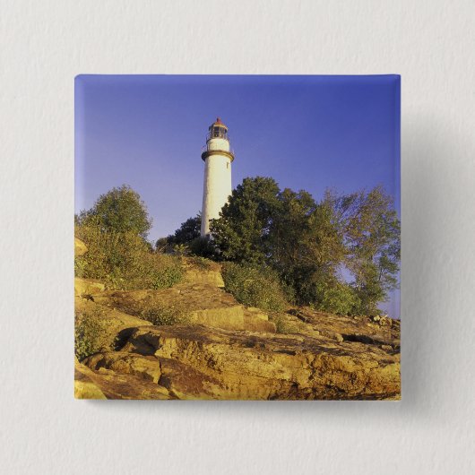 VS, Michigan, Lake Huron. Pointe Aux Barques Vierkante Button 5,1 Cm (Voorkant)