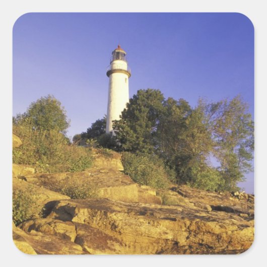 VS, Michigan, Lake Huron. Pointe Aux Barques Vierkante Sticker (Voorkant)