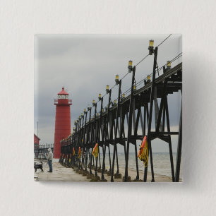 VS, Michigan, Lake Michigan Shore, Grand Haven: Vierkante Button 5,1 Cm