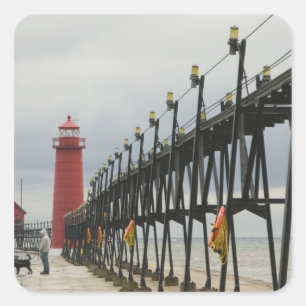 VS, Michigan, Lake Michigan Shore, Grand Haven: Vierkante Sticker