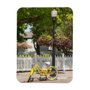 VS, Michigan, Mackinac Island. Gele fiets Magneet