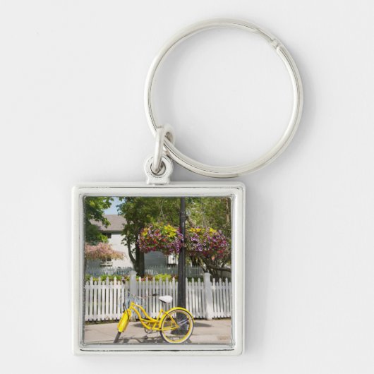 VS, Michigan, Mackinac Island. Gele fiets Sleutelhanger (Voorkant)