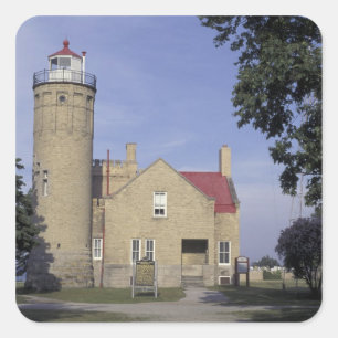 VS, Michigan Old Mackinac Point Lighthouse Vierkante Sticker