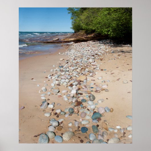 VS, Michigan. Pebbles Along 12 miljoen strand Poster (Voorkant)