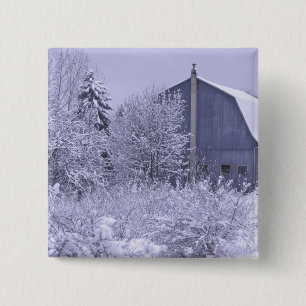 VS, Michigan, Rochester Hills. Besneeuwd blauw Vierkante Button 5,1 Cm