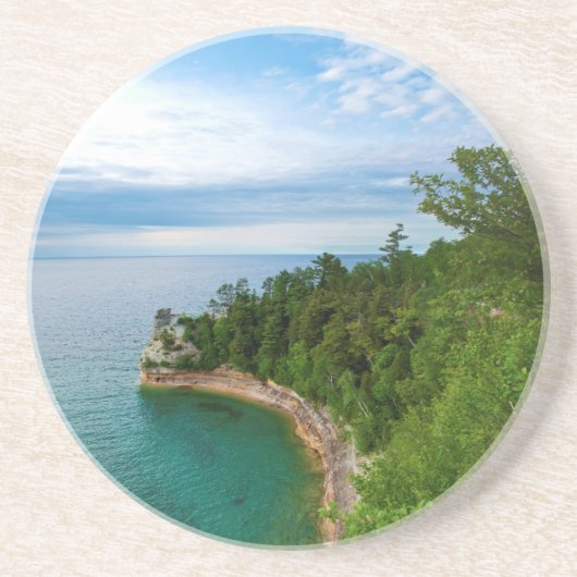 VS, Michigan. Steenvorming 3 bij het kasteel van M Zandsteen Onderzetter (Voorkant)