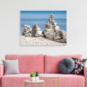 VS, Michigan. Stenen Torens Op Het Strand Canvas Afdruk (Insitu (Woonkamer))