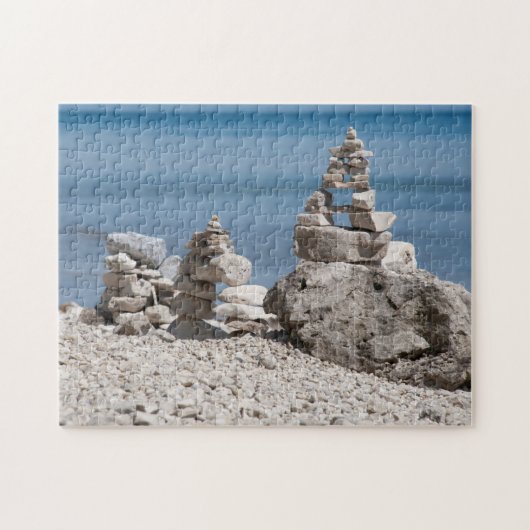 VS, Michigan. Stenen Torens Op Het Strand Legpuzzel (Horizontaal)