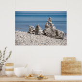 VS, Michigan. Stenen Torens Op Het Strand Poster (Keuken)