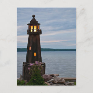 VS, Michigan. Tuin Decoratie Vuurtoren Briefkaart