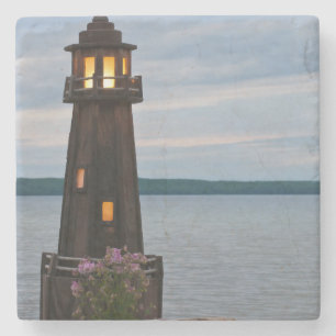 VS, Michigan. Tuin Decoratie Vuurtoren Stenen Onderzetter