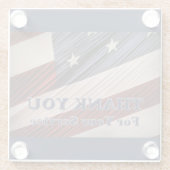 VS militaire veteranen patriottische vlag Dank u Glazen Onderzetter (Achterkant)