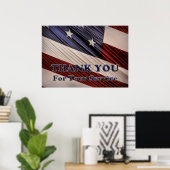 VS militaire veteranen patriottische vlag Dank u Poster (Thuiskantoor)