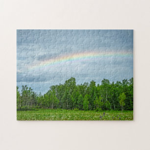VS, Minnesota. Groene weide met wilde bloemen Legpuzzel