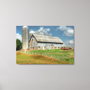 VS, Minnesota Schuur En Silo Canvas Afdruk