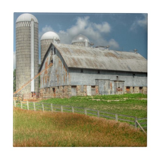 VS, Minnesota Schuur en Silo Tegeltje (Voorkant)