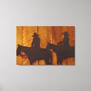 VS, Montana, Boulder River Cowboys te paard Canvas Afdruk