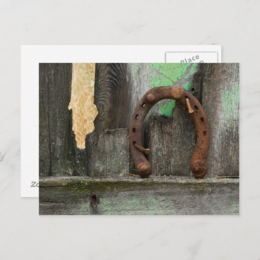 VS, Montana. Rusty hoefijzer op oude hek Briefkaart (Voorkant / Achterkant)