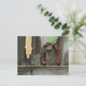 VS, Montana. Rusty hoefijzer op oude hek Briefkaart (Staand voorkant)