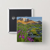 VS, Nationaal park Mount Rainier, Washington. Vierkante Button 5,1 Cm (Voorkant /achterkant)