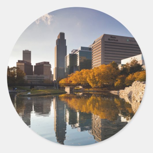VS, Nebraska, Omaha, Gene Leahy Mall, Skyline Ronde Sticker (Voorkant)