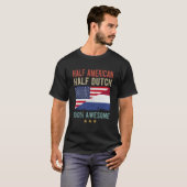 VS Nederland Vlag Half Amerikaans Half Nederlands T-shirt (Voorkant volledig)