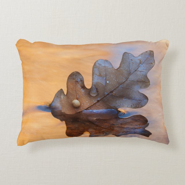 VS, New Mexico. Eikenblad in stroom Decoratief Kussen (Voorkant)