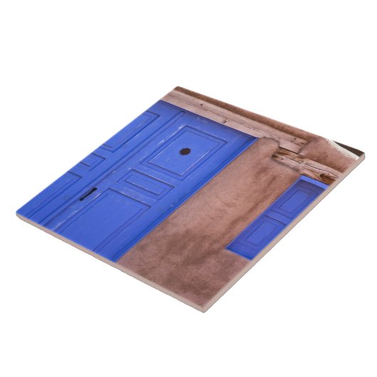 VS, New Mexico, Santa Fe. Uitzicht van een blauwe  Tegeltje (Zijkant)