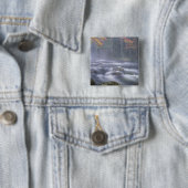 VS, New York, Adirondacks, Big Moose River Vierkante Button 5,1 Cm (In situ)