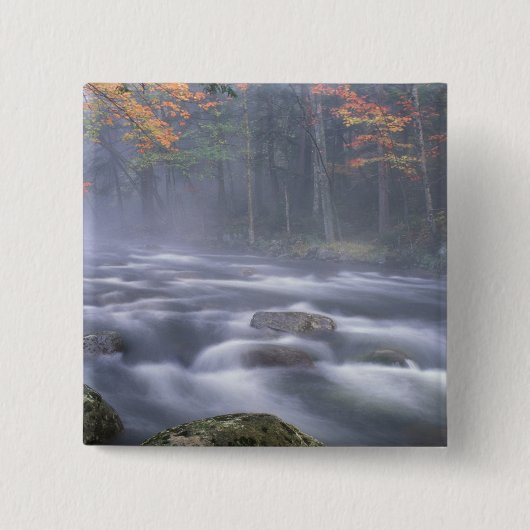 VS, New York, Adirondacks, Big Moose River Vierkante Button 5,1 Cm (Voorkant)