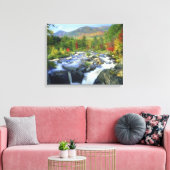 VS, New York. Een waterval in de Adirondack Canvas Afdruk (Insitu (Woonkamer))