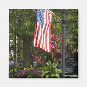 VS, New York, Lewiston. Amerikaanse vlag bevestigd Magneet