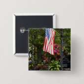 VS, New York, Lewiston. Amerikaanse vlag bevestigd Vierkante Button 5,1 Cm (Voorkant /achterkant)