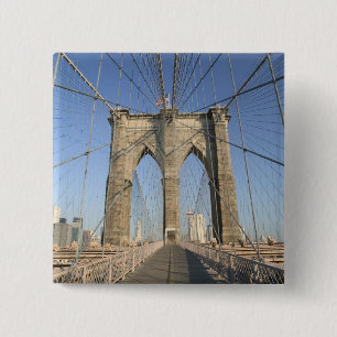 VS, New York, New York City, Brooklyn: 3 Vierkante Button 5,1 Cm