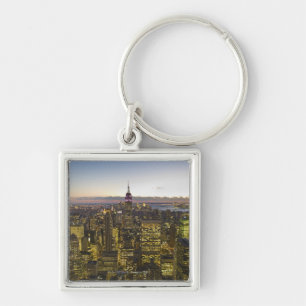 VS, New York, New York City, Cityscape bij schemer Sleutelhanger