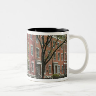 VS, New York, New York City, Manhattan: 25 Tweekleurige Koffiemok