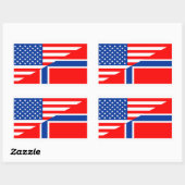 vs - noorwegen - amerikaans symbool halve vlag rechthoekige sticker (Vel)