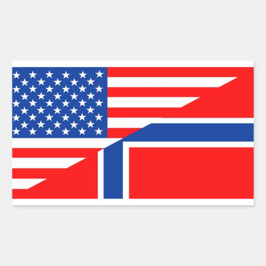 vs - noorwegen - amerikaans symbool halve vlag rechthoekige sticker (Voorkant)