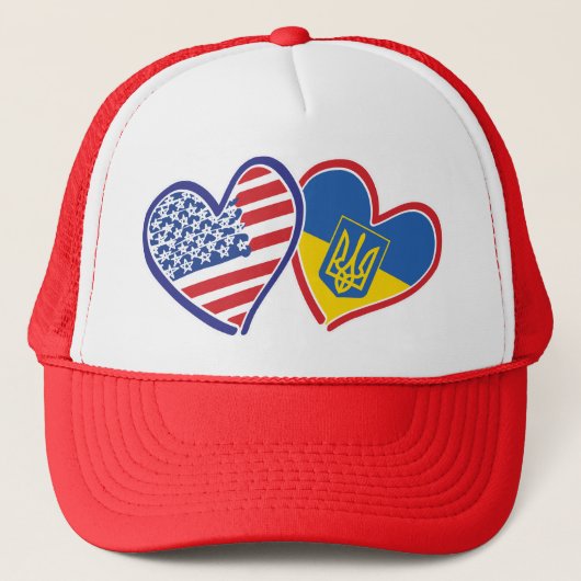 VS-Oekraïne-vlaggen Trucker Pet (Voorkant)