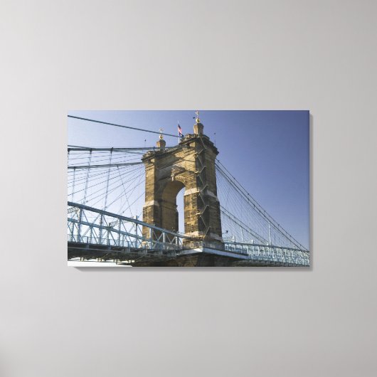 VS, Ohio, Cincinnati: Roebling Suspension 2 Canvas Afdruk (Voorkant)