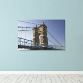 VS, Ohio, Cincinnati: Roebling Suspension 2 Canvas Afdruk (Insitu (Houten vloer))