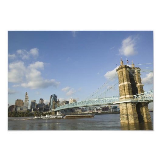 VS, Ohio, Cincinnati: Roebling Suspension 2 Foto Afdruk (Voorkant)