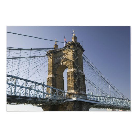 VS, Ohio, Cincinnati: Roebling Suspension 2 Foto Afdruk (Voorkant)