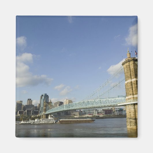 VS, Ohio, Cincinnati: Roebling Suspension 2 Magneet (Voorkant)