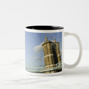 VS, Ohio, Cincinnati: Roebling Suspension 2 Tweekleurige Koffiemok