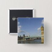 VS, Ohio, Cincinnati: Roebling Suspension 2 Vierkante Button 5,1 Cm (Voorkant /achterkant)