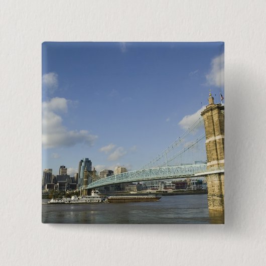 VS, Ohio, Cincinnati: Roebling Suspension 2 Vierkante Button 5,1 Cm (Voorkant)