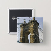 VS, Ohio, Cincinnati: Roebling Suspension Vierkante Button 5,1 Cm (Voorkant /achterkant)