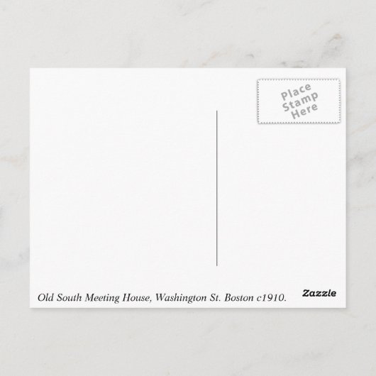  VS, Old South Meeting House, Boston Briefkaart (Achterkant)